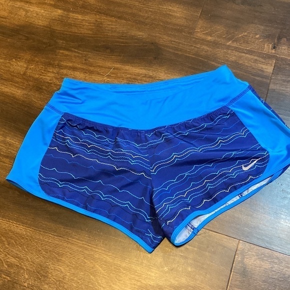 NIKE blue running shorts with small pocket and drawstrings. - Picture 1 of 9
